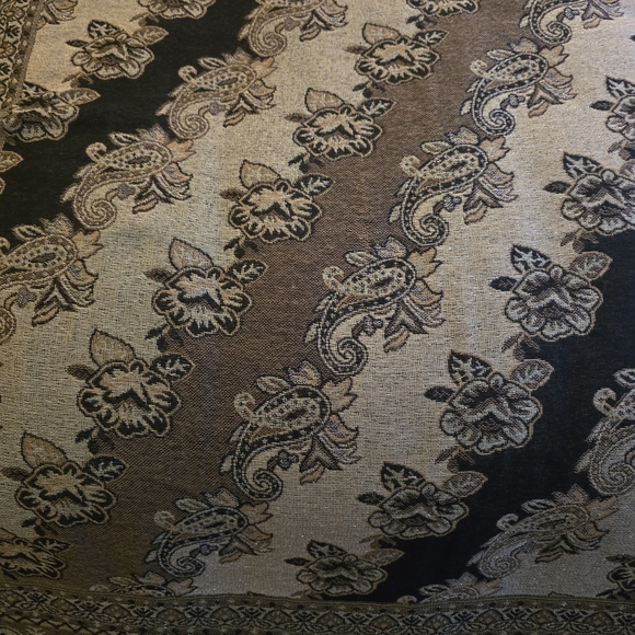 Accessory Street Elegant Floral Paisley Patterned Scarf, Metallic Gold/Brown - Picture 7 of 8